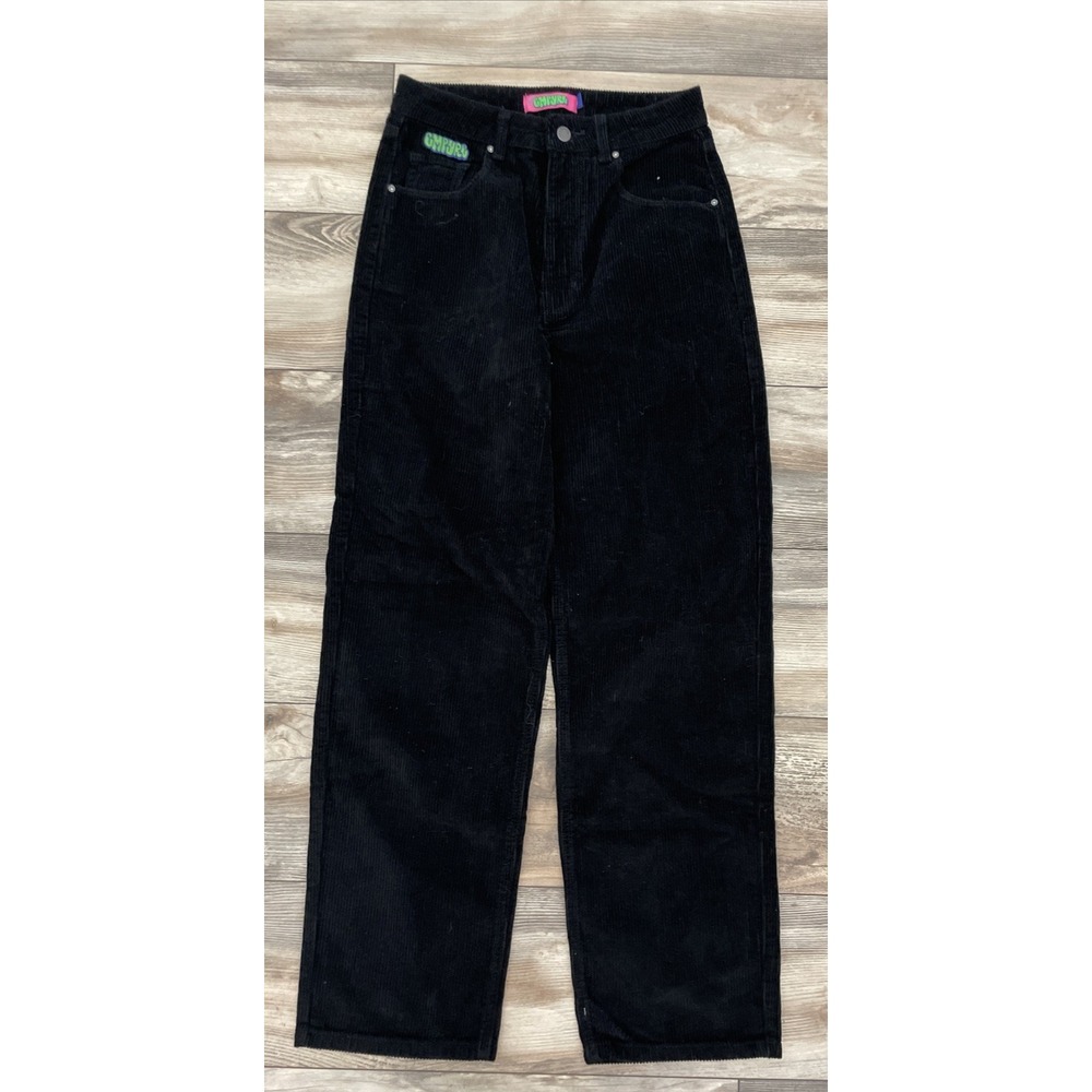 Empyre Tori Corduroy Pants Black High Waisted Straight Leg Skate Pants Size 6